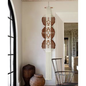 Macrame Wall Hanging Brown And White Boho Wall Decor Art Living Room Wall Art😒